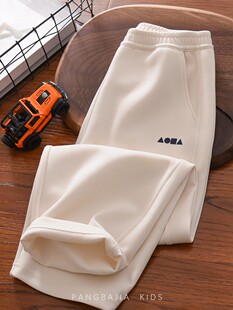 White spring autumn casual trousers for boys for leisure, children's uniform, children's clothing, for teenagers, loose straight fit