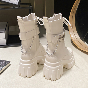 2025秋季 9cm内增高靴子厚底小个子马丁靴百搭显瘦中筒靴短靴 冬款