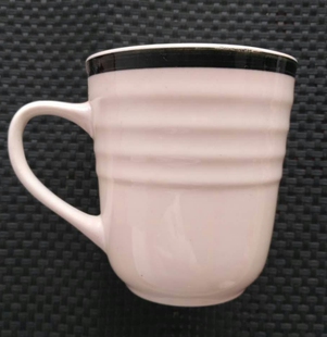 微瑕疵200毫升釉下彩陶瓷水杯咖啡杯早餐杯家用加厚防烫螺纹简约