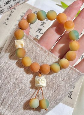 磨砂原籽菩提根手持学生绕指柔盘玩手串文玩佛珠念珠天然菩提根