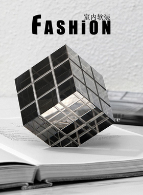 水晶魔方块几何形摆件现代简约透明正方形样板房售楼处软装饰品