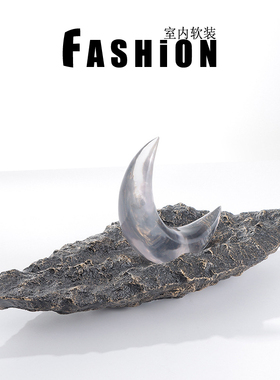 创意小船月亮摆件现代新中式酒店展厅样板房客厅小舟软装高档软装