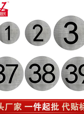 创旭不锈钢30MM-40MM-50MM数字号码设备编号浴室柜门更衣室编号牌