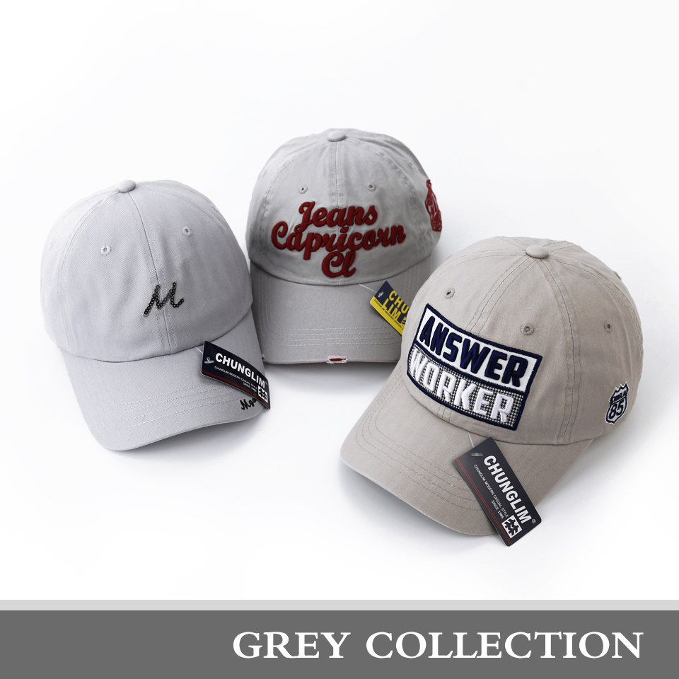 限量全棉chunglim出品韩单女士春夏秋冬款棒球帽鸭舌帽子浅灰合集