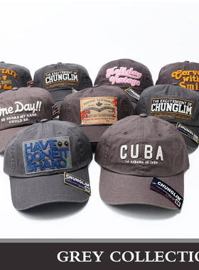 限量全棉CHUNGLIM出品韩单女士春夏秋冬款棒球帽鸭舌帽子灰色合集