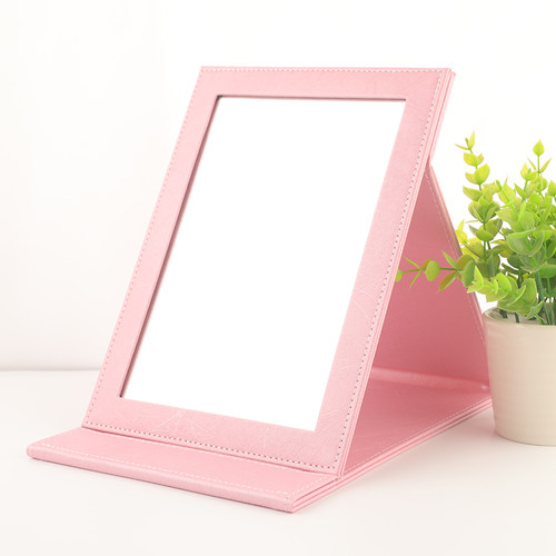 韩国精致pu皮革台式梳妆镜化妆镜