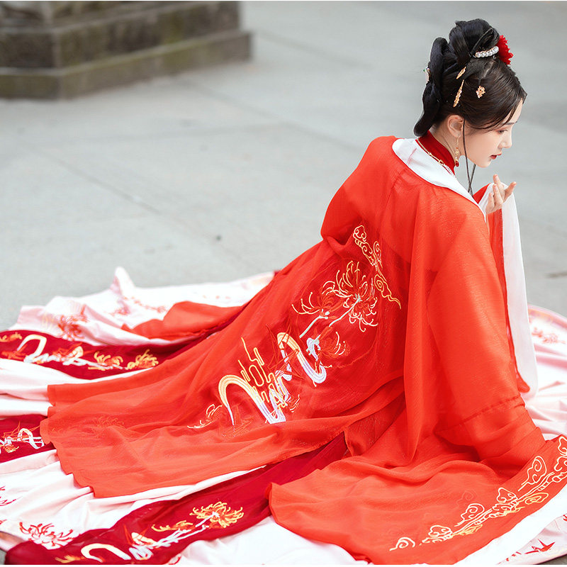 初音原创汉服女正品齐胸襦裙传统汉服大袖衫中国风夏重工刺绣花嫁