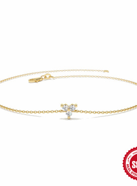 S925纯银ins极简四爪镶钻气质手链首饰韩版经典基础小众个性手链