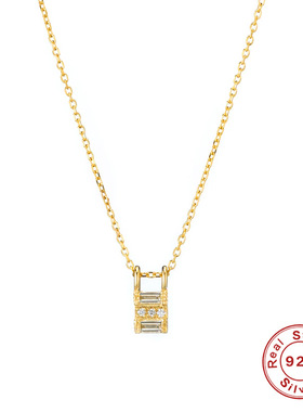 s925纯银几何吊坠锁骨项链韩版