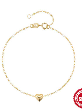 925纯银心形光面日常佩戴手链女日韩简约高级感网红同款热销手饰