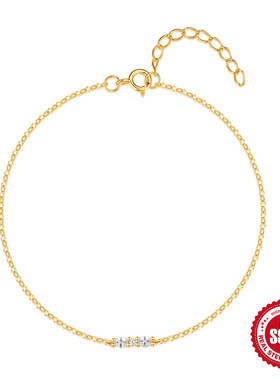 欧美s925纯银马眼拼接镶钻百搭时尚手链简约通勤手链手串