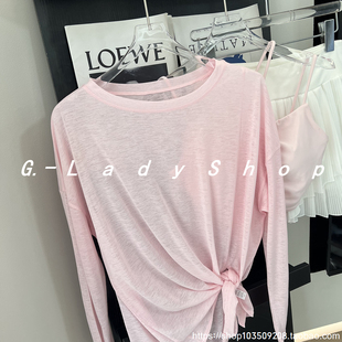 轻奢两穿透气竹节纱瑜伽运动罩衫 宽松过臀健身T恤