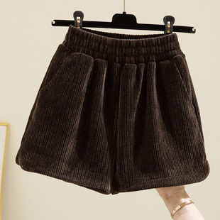 配靴子 加厚灯芯绒裤 半裤 雪尼尔大码 短裤 打底裤 女秋冬宽松阔腿裤