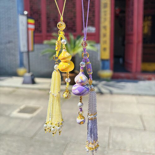 杭州灵隐福禄降铃黄色大漆葫芦