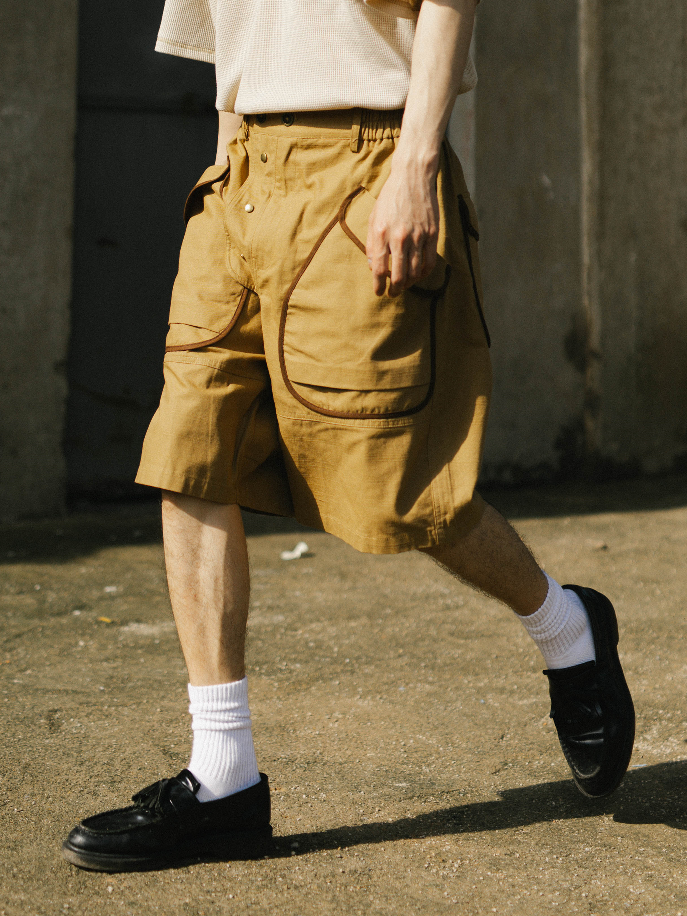 BBS六分军事工装竹节棉短裤