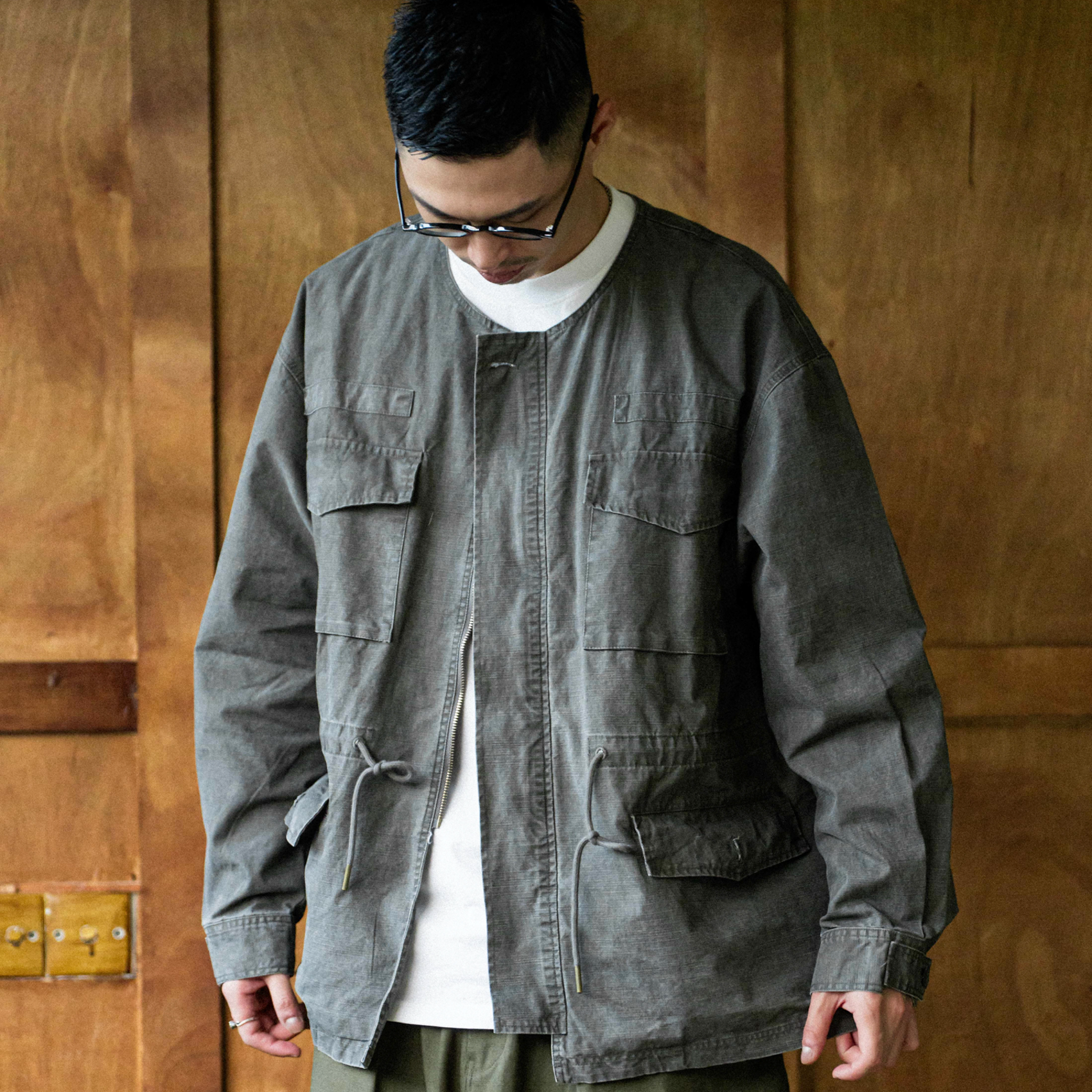 BBS酵洗无领m65四袋夹克