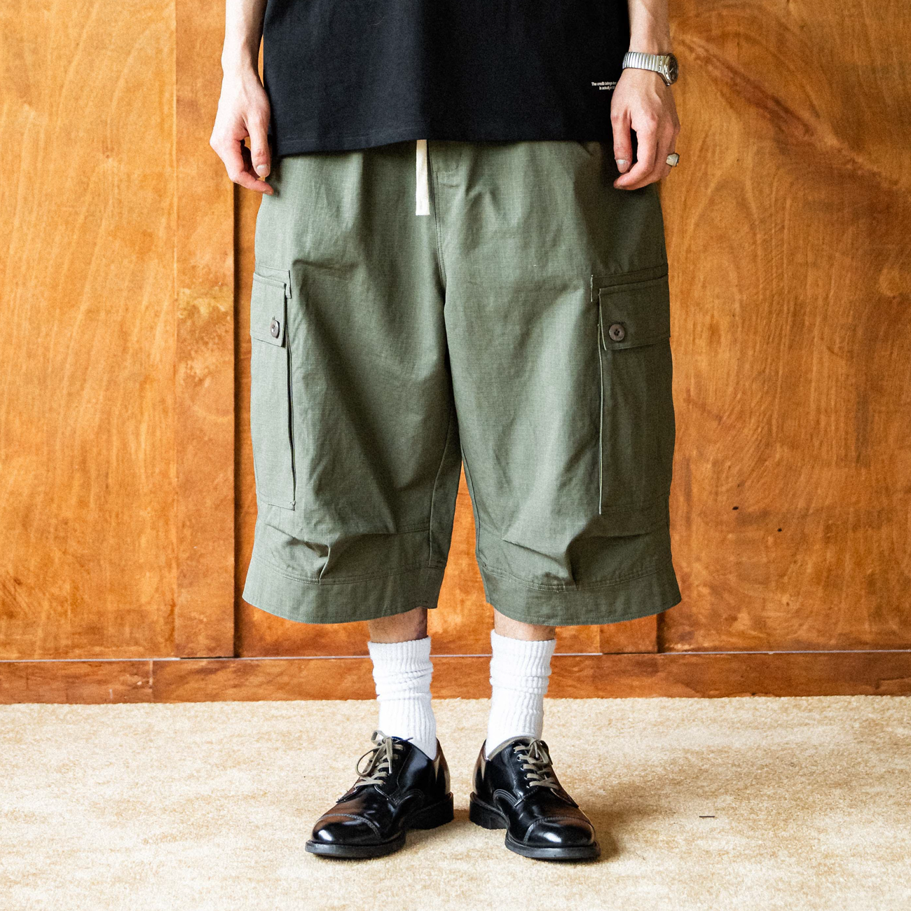 BBS珠帆格七分军事茧形七分裤