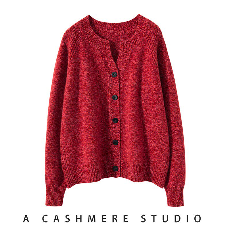 康赛妮之禾花纱剪刀领纯山羊绒开衫女长袖纽扣针织衫外套宽松毛衣,女装/女士精品,羊绒衫,淘宝优惠券,粉丝福利购,淘宝优惠卷