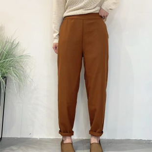 瓷语高端女装哈伦裤2026春秋新款文艺复古纽扣百搭显瘦小脚休闲裤