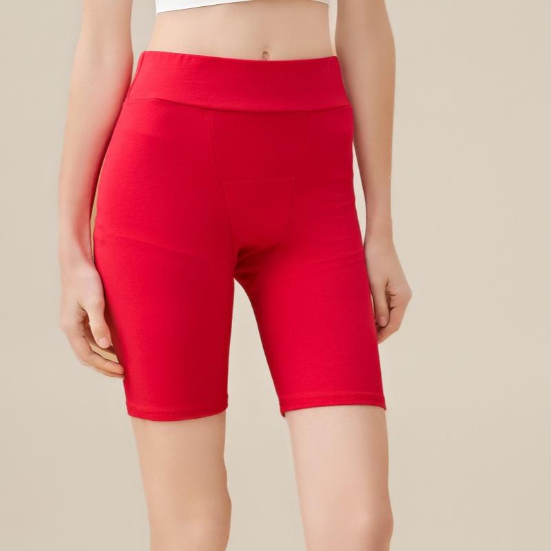 大红棉质高腰加档免穿内裤安全裤