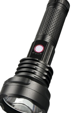 LED P50定焦聚光电量显示USB充电强光手电尾部带安全锤TYPE C