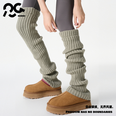 Rougo罗口70cm长筒堆堆针织袜套过膝袜子女秋冬护膝腿套y2k保暖