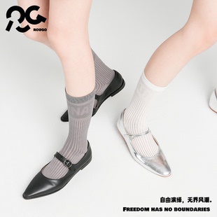 薄款 高知女孩｜中筒袜子女夏季 堆堆袜纯棉白色芭蕾风y2k灰色ins