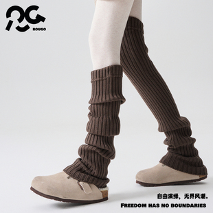 Rougo罗口羊毛70cm长筒堆堆针织袜套过膝袜子女秋冬护膝腿套y2k
