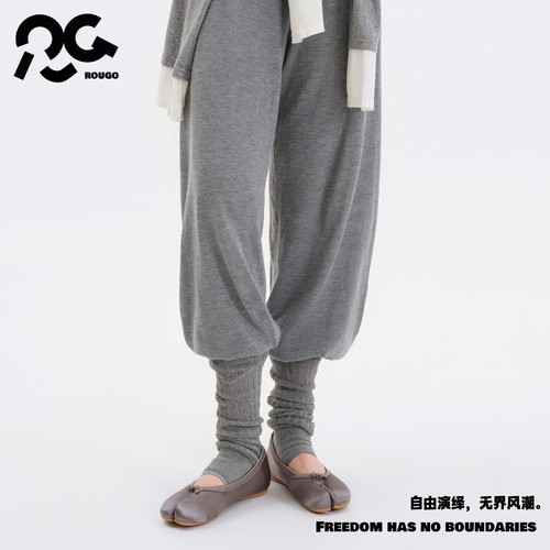 Rougo罗口女网眼半掌中筒袜套