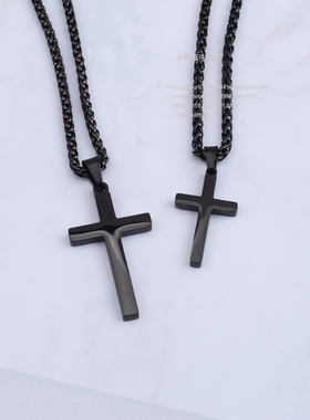 不锈钢长项链男女经典十字架项链