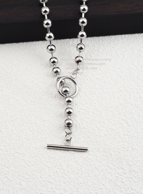 个性男女圆珠OT扣项链小众街拍流苏锁骨链简约百搭饰品森系ins风