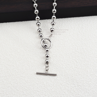 个性男女圆珠OT扣项链小众街拍流苏锁骨链简约百搭饰品森系ins风
