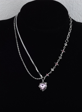 钛钢爱心星芒女生甜酷项链饰品