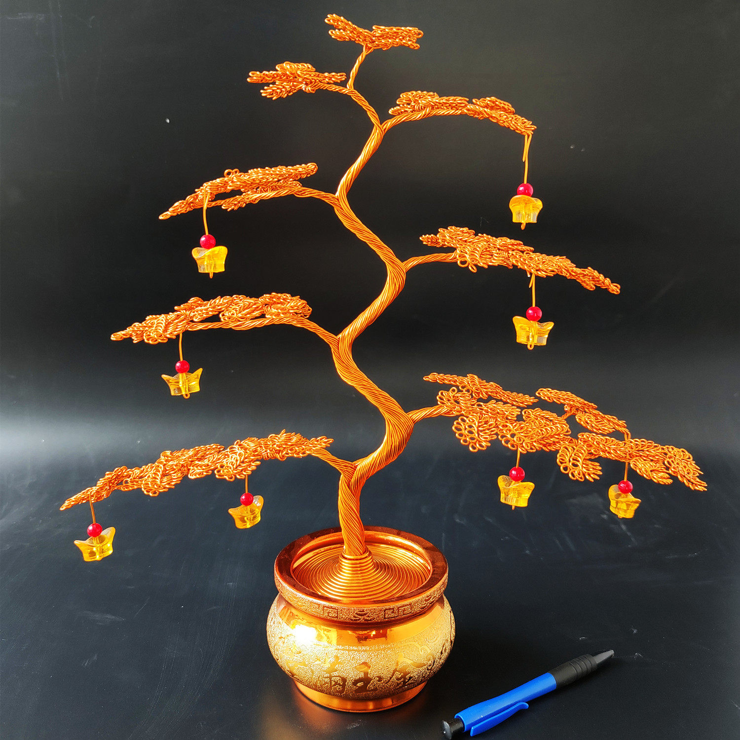 装饰摆件工艺品装饰品家居招财树发财树铝线铁丝编织金属丝盆景