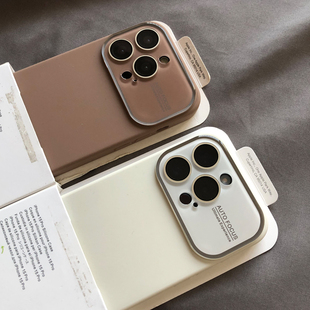 卡其色适用苹果15Promax手机壳液态硅胶iPhone14Promax简约纯色大视窗苹果13全包带镜头膜14pro防摔12高级男