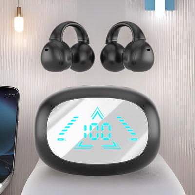 2025新款德国进口柏林之声224呼吸灯骨传导M61蓝牙耳机耳夹式不入