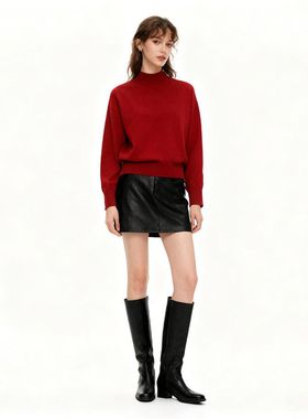 小禾同款100%美利奴羊毛针织衫秋冬新款女装半高领宽松打底羊毛衫