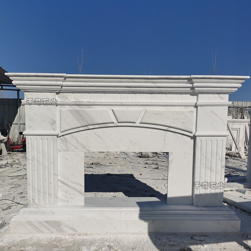 大理石欧式石雕壁炉爵士白石材简约美式室内装饰壁炉架电视装饰柜