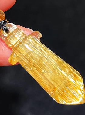 天然水晶钛晶金发晶宝剑吊坠男女
