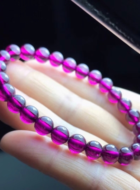 天然水晶石榴石手链紫牙乌小手串