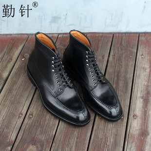 勤针固特异工艺时装靴高帮真皮马丁靴分裂头工装靴手工缝制挪威头