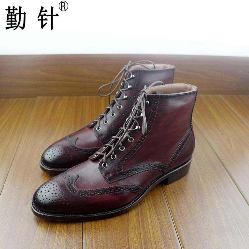 goodyear manual Painting color genuine leather Boots Full cowhide business affairs Retro Gaobang customized Leather bottom Handmade shoesin the Men's Shoes, High shoes  category - from Buy2taobao.com to provide professional Taobao agent buy service