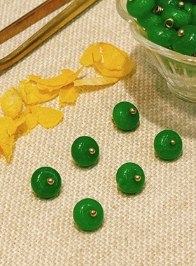 新中式国风汉服旗袍辅料10mm绿色扁珠纽扣