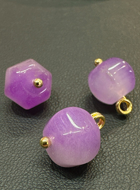 XITI 10mm新中式国风紫色切面珠纽扣旗袍服装辅料