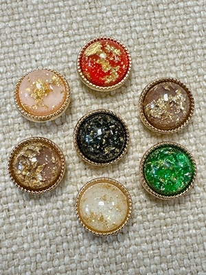 11mm新中式国风多色金箔平扣旗袍汉服香云纱真丝宋锦女装辅料纽扣