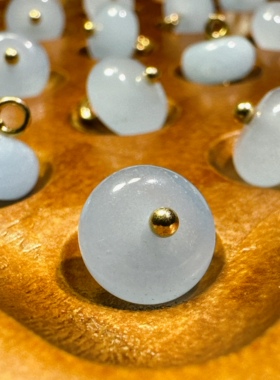 溪緹新中式国风服饰辅料10mm浅蓝色扁珠琉璃纽扣不掉色香云纱真丝