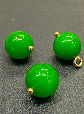 XITI10mm新中式国风天然石绿色圆珠扣旗袍服装辅料