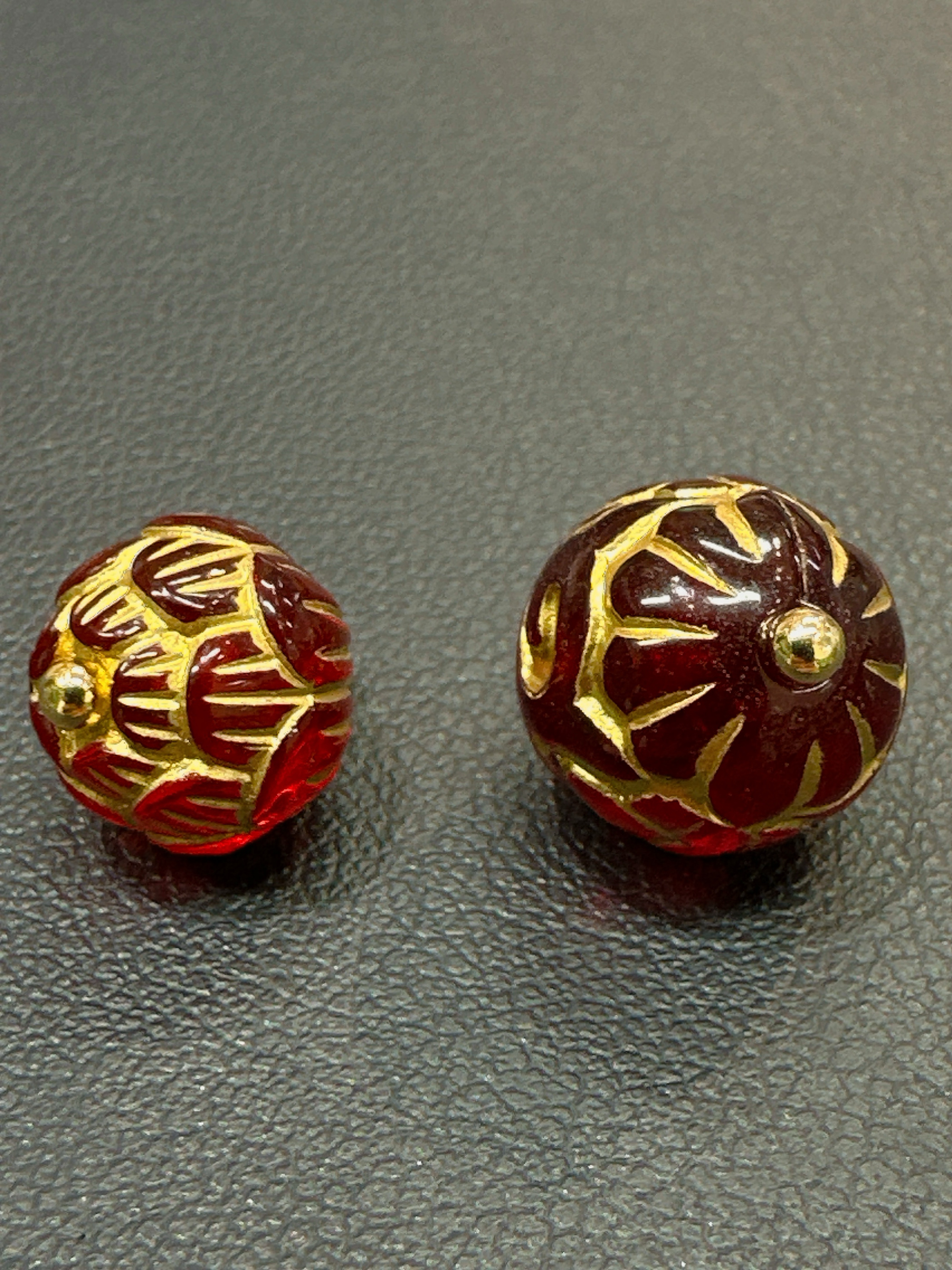 XITI 10mm 12mm新中式国风红色鎏金圆珠纽扣旗袍服装辅料