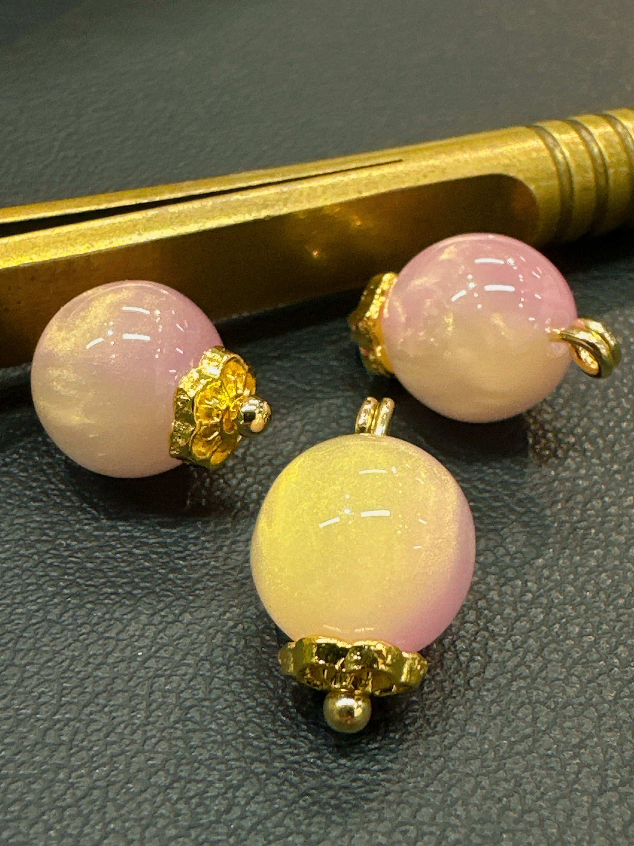 XITI 10mm新中式国风黄粉色霞光圆珠花托扣旗袍服装辅料,居家布艺,纽扣,淘宝优惠券,粉丝福利购,淘宝优惠卷