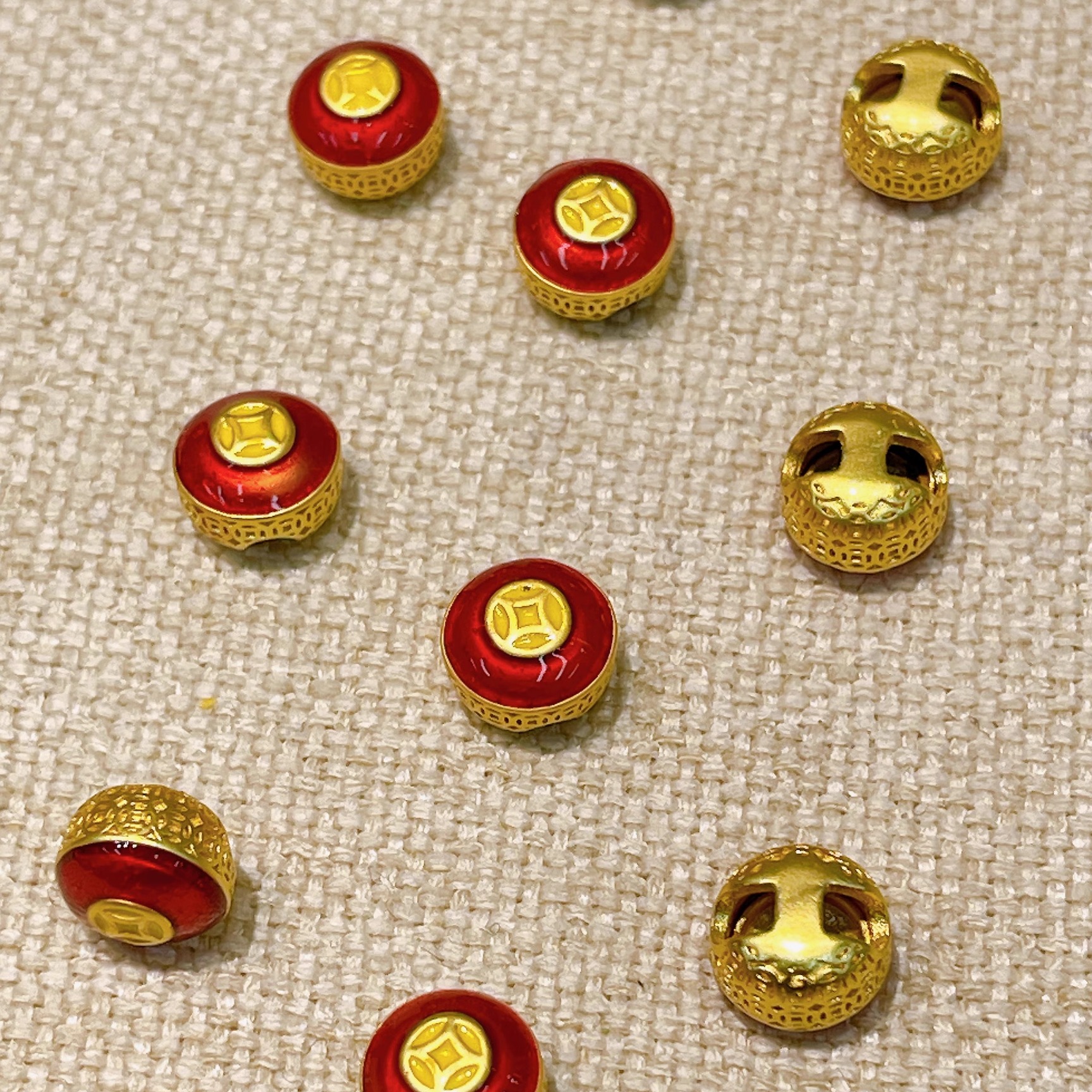国风服饰辅料扣子金属高级感定制红10mm新中式旗袍带脚纽扣